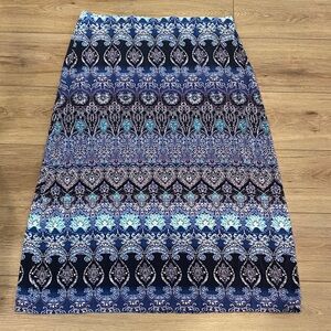 J. Jill Navy and White Patterned Maxi Skirt Sz Large